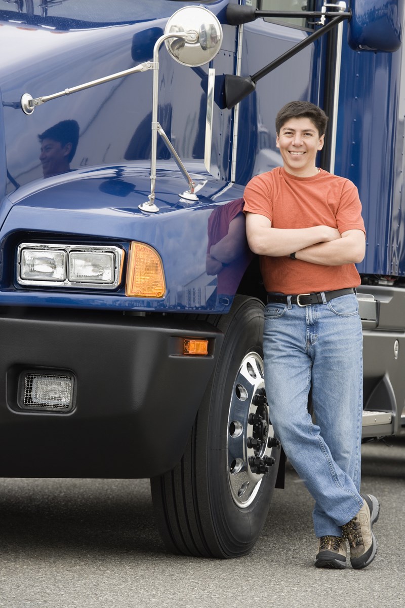 Truck driver outside