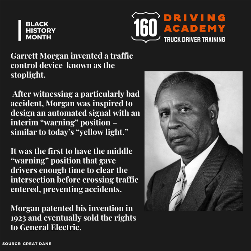 160 Driving Academy highlights Garrett Morgan during BHM.